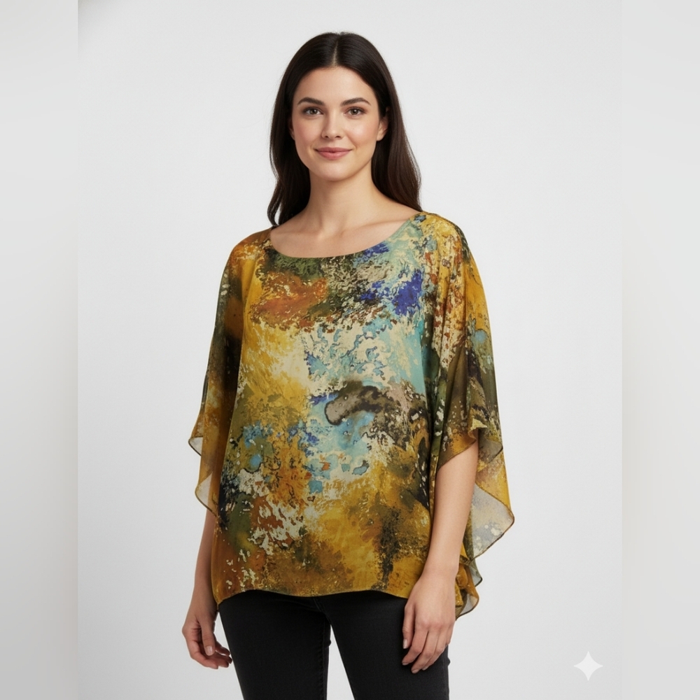 Allison Taylor Women's Oversized Multi-Colored Blouse Size Small 🐈